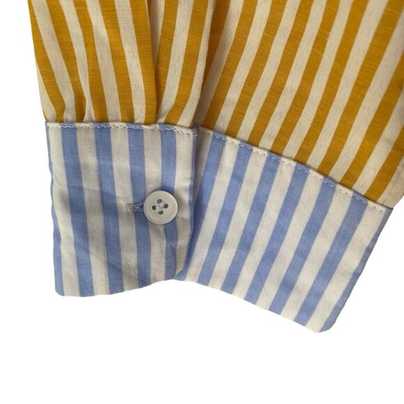 Azura Stripe Set Yellow Blue White Shorts Button Down Shirt size medium - Picture 8 of 12